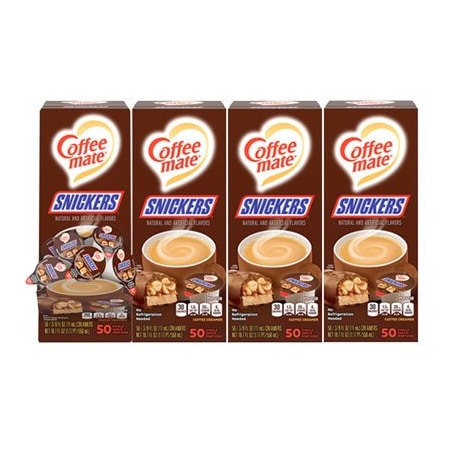 Nestle Coffeemate, LIQUID COFFEE CREAMER, SNICKERS, 0.38 OZ MINI CUPS, 200PK 61425CT